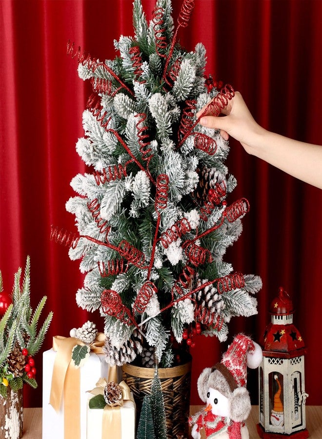 Suncalla 12 Pcs Red Christmas Glitter Curly Tree Picks and Sprays for Tree 11.81" Artificial Glitter Stem Pick and Twigs Decorations Xmas Vase Filler Ornaments Topper Branch for DIY Wreath - Image 5